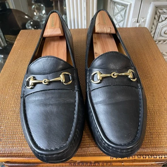 Cole Haan | Shoes | Cole Haan Black Leather Loafers Gold  display picture 1